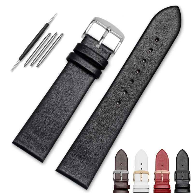 

16 18 20 22mm Ultra-Thin Fashion Watchband Soft Leather Watch Strap for Men Women for Citizen Rossini Ar-mani Bracelet Black Red