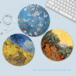 Van Gogh Small Round Office Student Gaming Thickened Writing Pad Non-slip Cushion Mouse Pad Padmouse Desk Play Mats