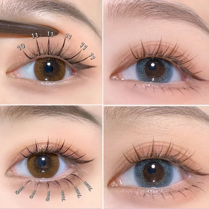สีน้ําตาลขนตาประเภทขนตาปลอม 8-12 มม.ปลอมขนตาธรรมชาติ Fairy Lash เกาหลีแต่งหน้า Strand Eyelash Cluster Eye Lashes