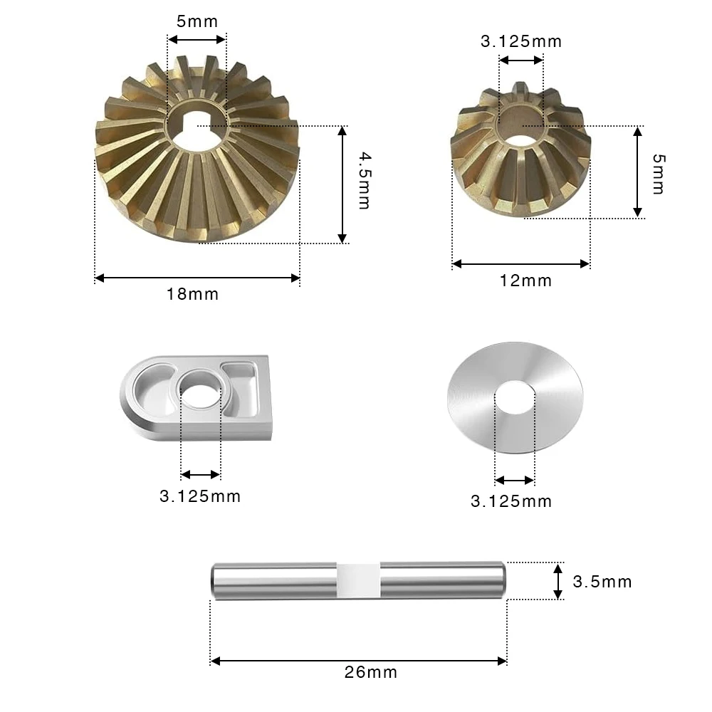 GLOBACT Steel Differential Gear Set for 1/7 6S Arrma Fireteam Felony Infraction Limitless Mojave 1/8 Kraton Typhon Notorious