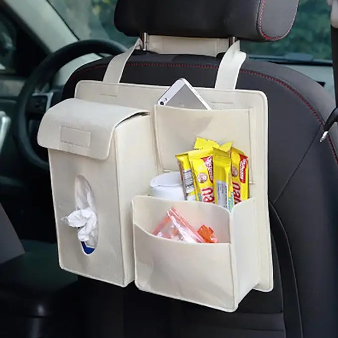 

Car Storage Bag Auto Seat Back Organizer Multi-Pocket Collapsible Car Snack Cup Holder Organizer Bag For Kids Women Man