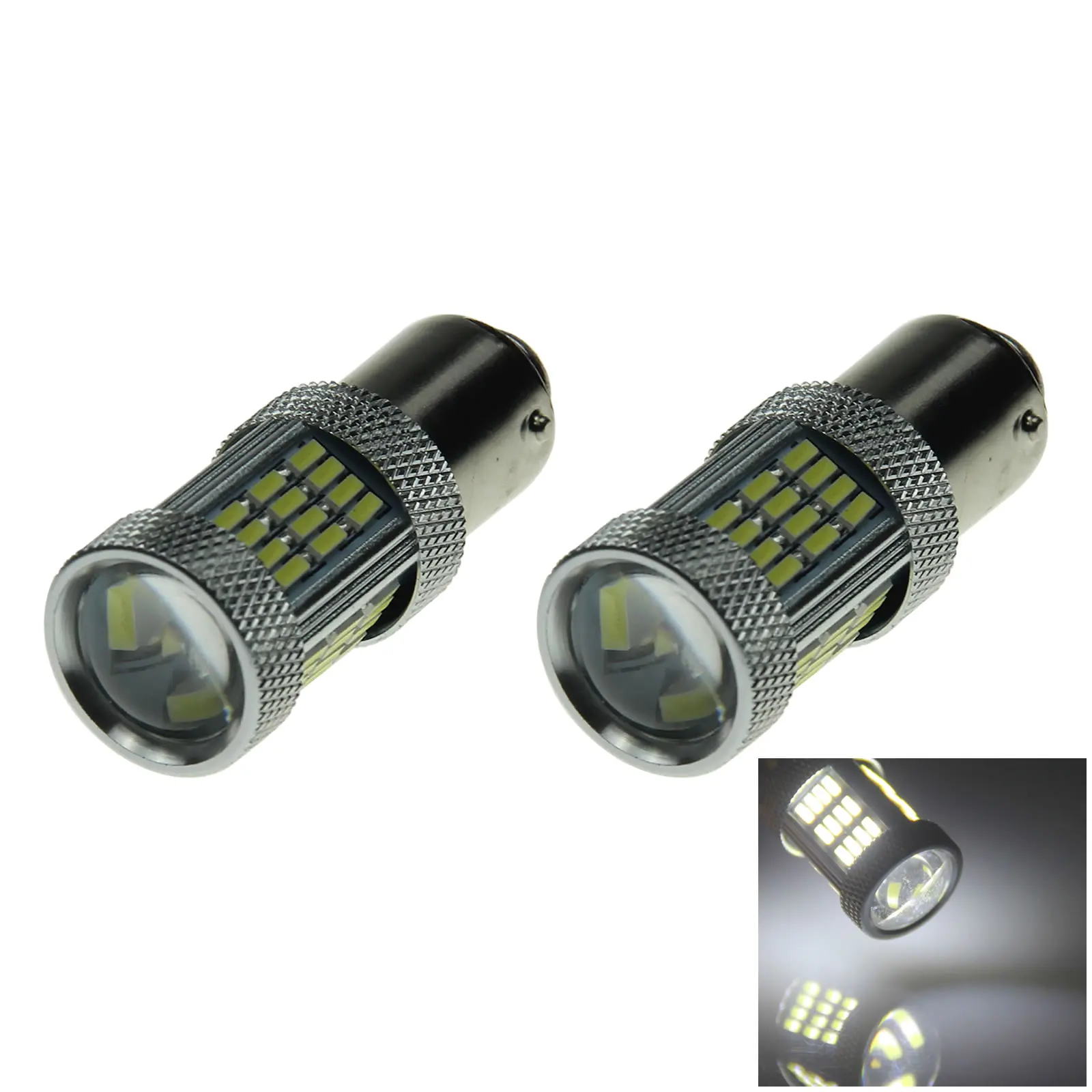 2x White Car 1157 Brake Light Stop Blub 54 Emitters 4014 SMD LED 1493 BAY15D Z20161