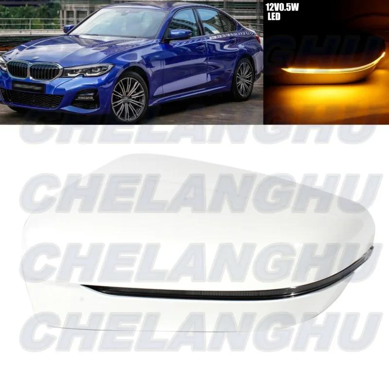 

For BMW G42 M240 G20 M340 M3 G81 G26 M440 M4 G82 i4 M50 2021 2022 2023 2024 LHD Left White Painted Mirror Cover With Turn Lamp