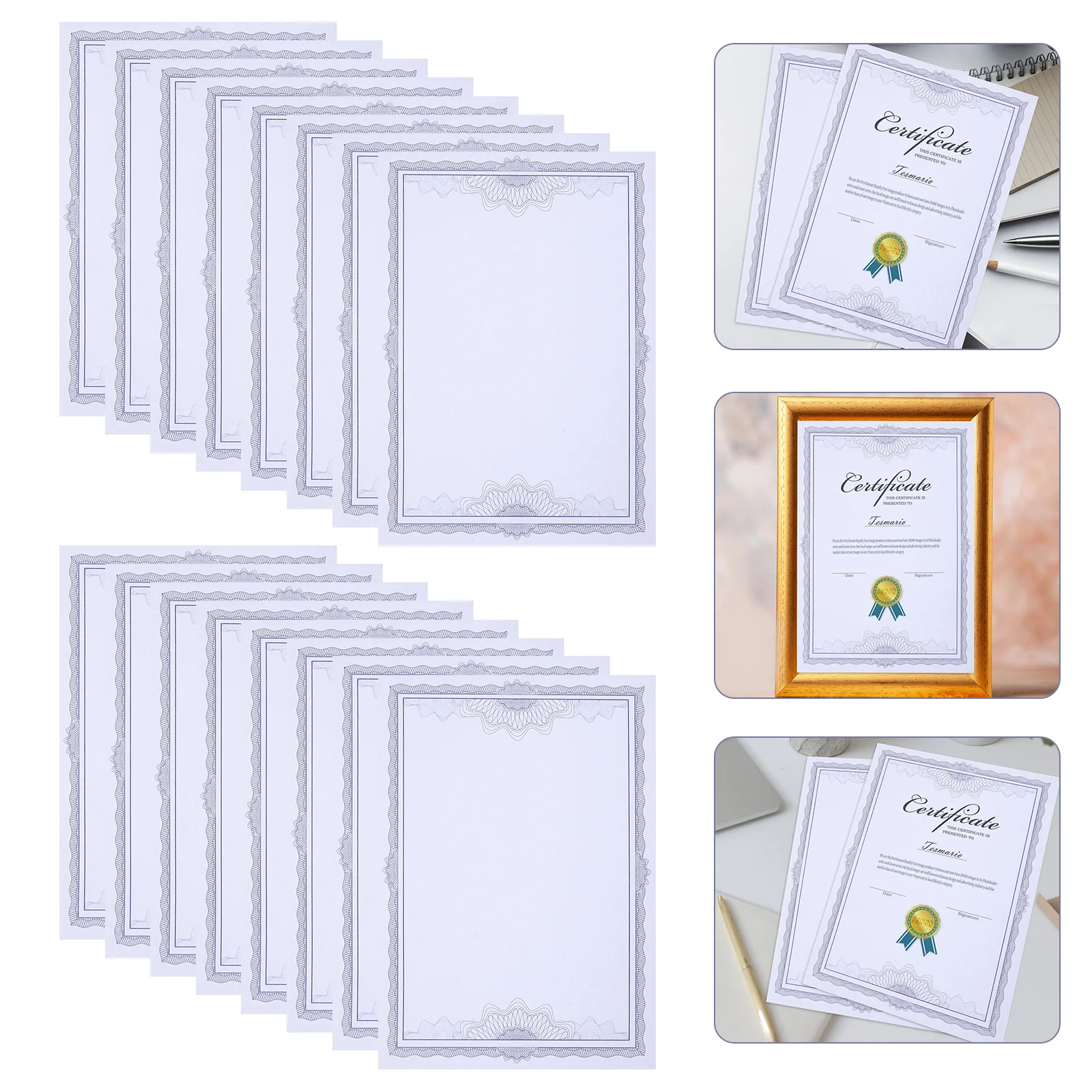 

50 Sheets Printable Certificate Paper Blank Award Certificates for Graduation School Office Use Honor Completion Academic Floral