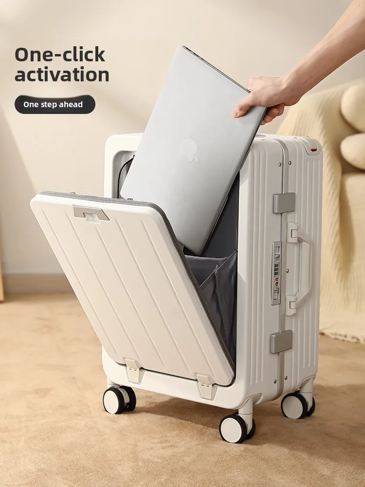 2026 New Front Opening Luggage 20 Inch Wide Handle Password Carry-On Suitcase for Women