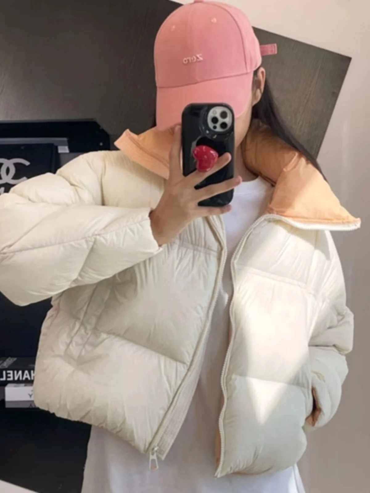 

Корейская утепленная зимняя куртка с капюшоном в стиле колор-блок для женщин, короткая, модный дизайн, маленький размер