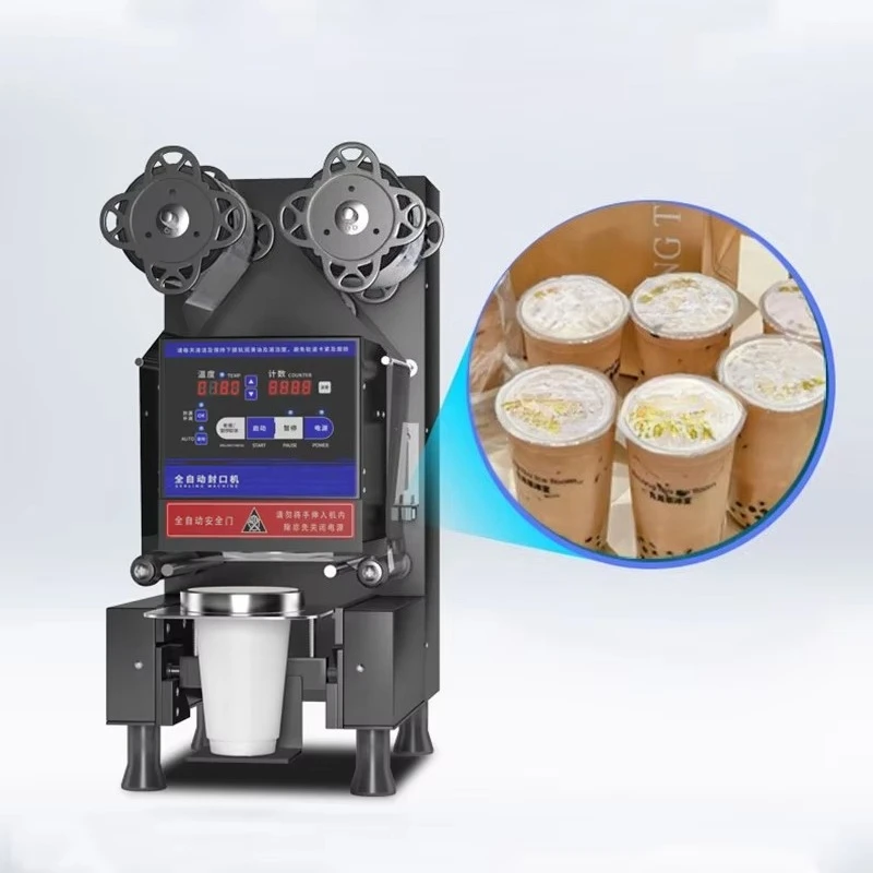

Fully Automatic Sealing Machine For Milk Tea Coffee Yogurt Juice in Plastic Paper Cup Sealer For Restaurant Supermarket Shop Use