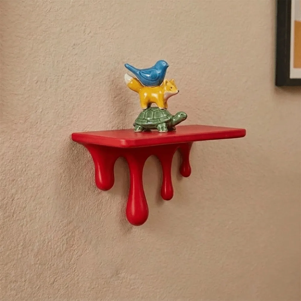3D Printed Drip Floating Shelf Wall-Mounted Stable Melting Wall Shelf Irregular Shape Plastic Wall Storage Rack Bathroom Decor