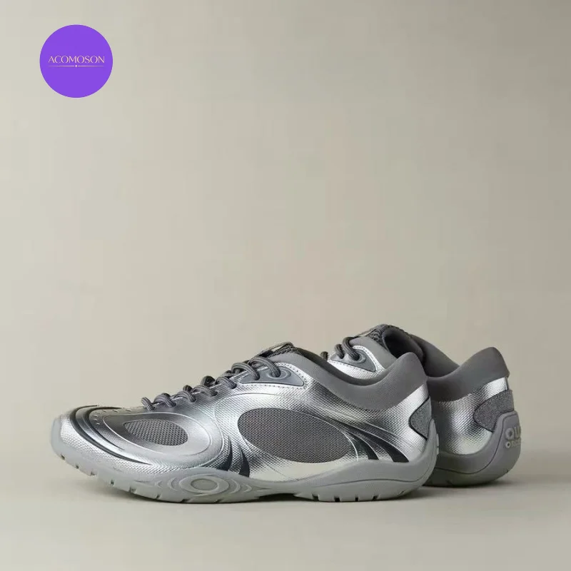 ACOMOSON EU US Size Luxury Quality Casual Shoes Silver Stone Thick-Soled Autumn Street Travel Breathable Running Shoes