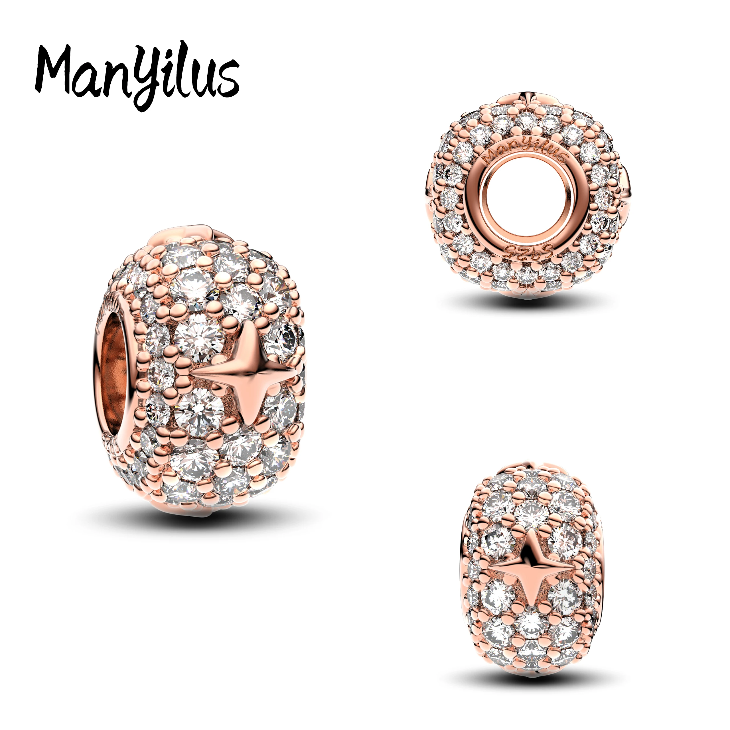 

Manyilus New circular Charm Fit Original Bracelet Shining Zircon Love Heart&Flower Bead DIY Women Jewelry Gift 925 Silver