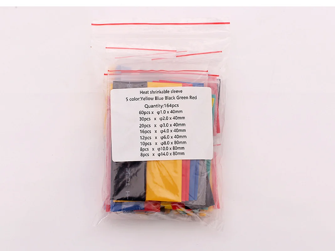 Assorted Heat Shrink Tube Kit, isolamento Sleeving, Polyolefin Shrinking Tubing, cabo de fio, 164Pcs, Set