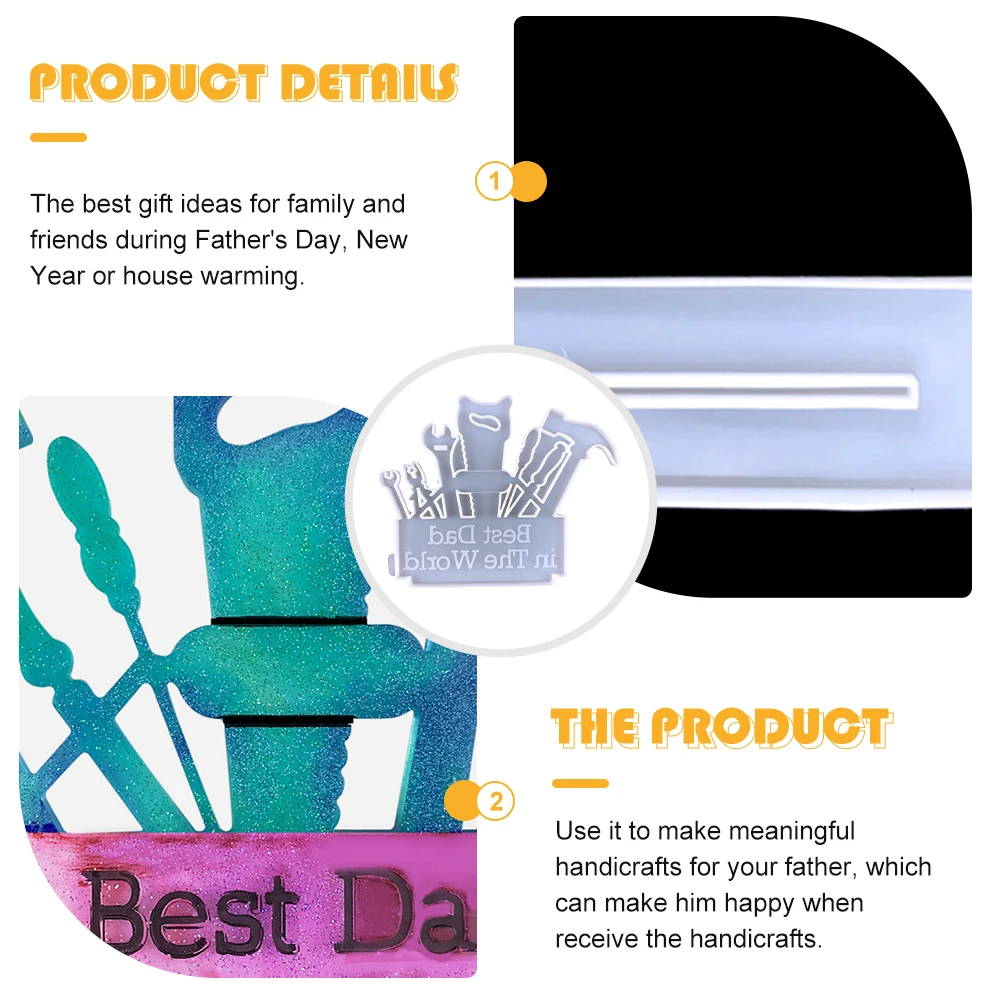 

Father's Day Silicone Mold for DIY Resin Pendant Doorplate Hanging Plates White Letter Stencils Epoxy Craft Gift Jewelry