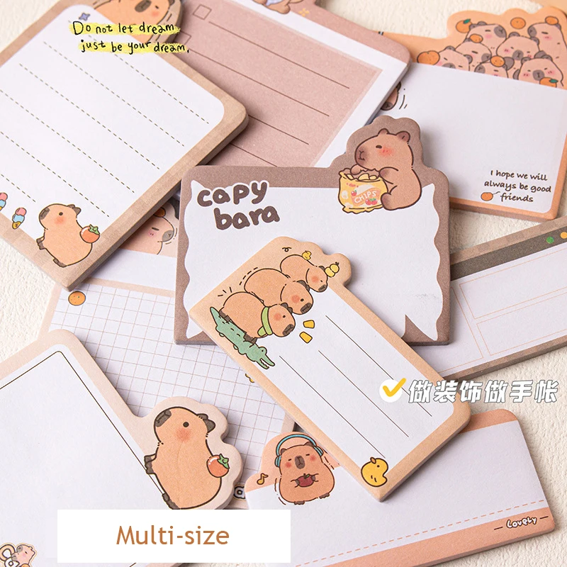 30/90 Sheets Cute Capybara Sticky Notes Kawaii Notepad Index Office Accessories Memo Pad Aesthetic Stationery School Items