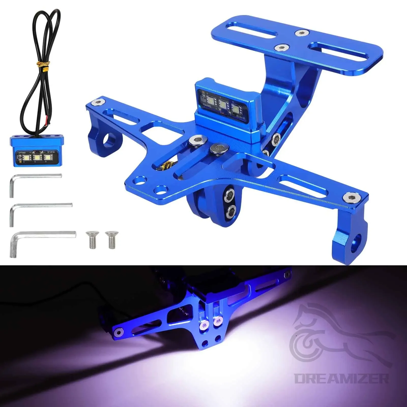 

Universal Motorcycle License Plate Bracket With LED Light Fender Eliminator Kit CNC Aluminum Motorcycle Tail Tidy License Plate