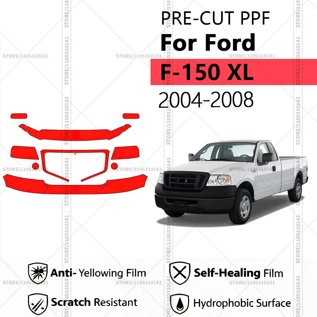 

Для Ford F-150 XL 2004-2008: Предварительно вырезанная прозрачная защитная пленка PPF для автомобиля, профессиональный комплект PPF для передней части кузова