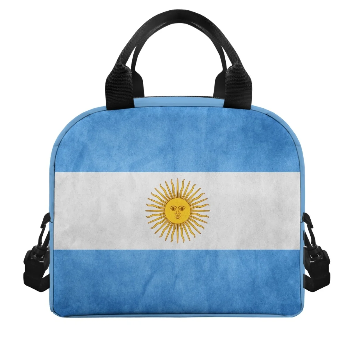 Messi-fiambrera con patrón de Argentina para mujer, bolsa de almuerzo aislada de gran capacidad, bolsas de viaje para estudiantes, tela delicada que no se decolora