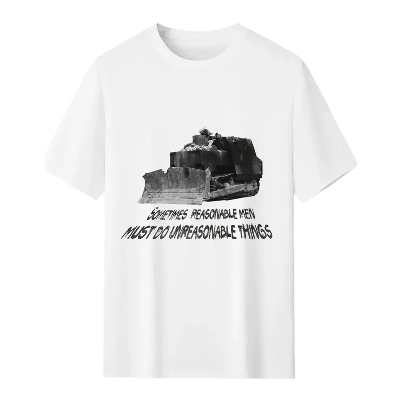 Men's Vintage Bulldozer Graphic Print T-Shirt - Quote Text, Relaxed Fit, Multi-Size Streetwear Clothing, Casual Short Sleeve Top