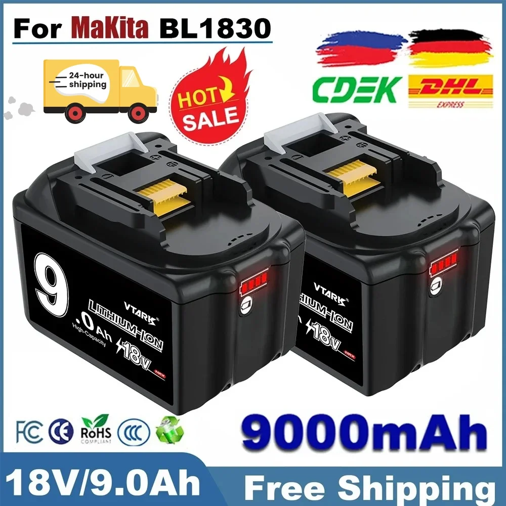 

18V Battery Upgrade for Makita Tools with The BL1860 18V 9.0Ah Lithium Battery 18650 Rechargeable Battery (Optional Charger）