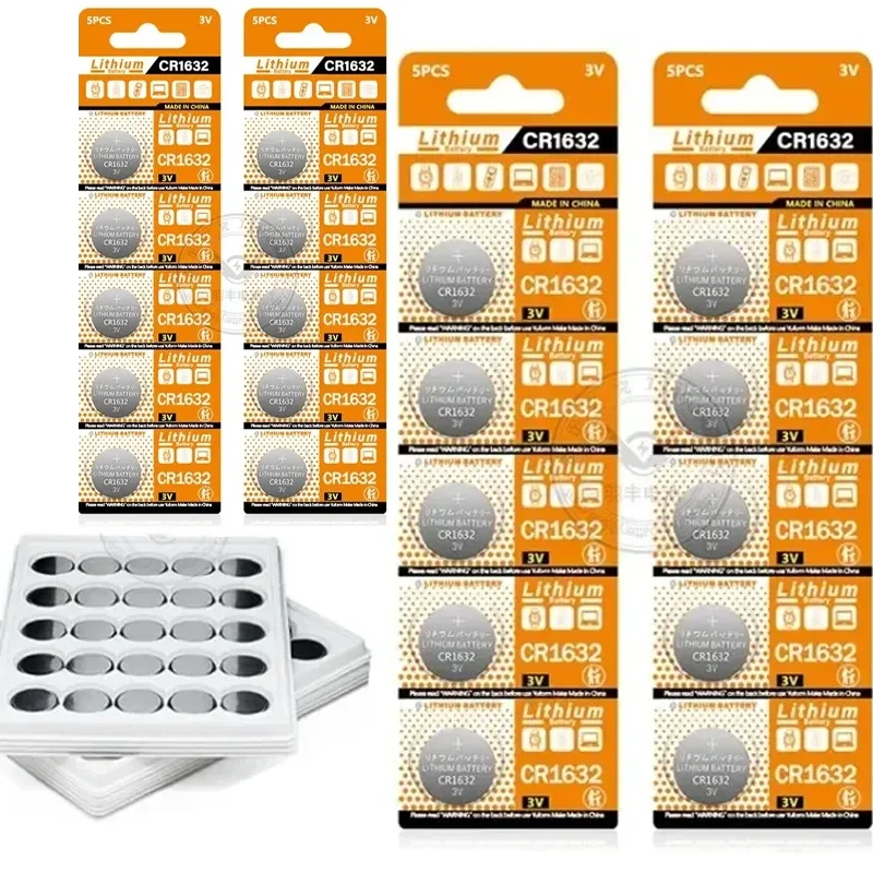 100/200pcsCR1632 3V 125mAh Coin Cells Batteries CR 1632 DL1632 BR1632 LM1632 ECR1632 Lithium Button Battery for Watch Remote Key