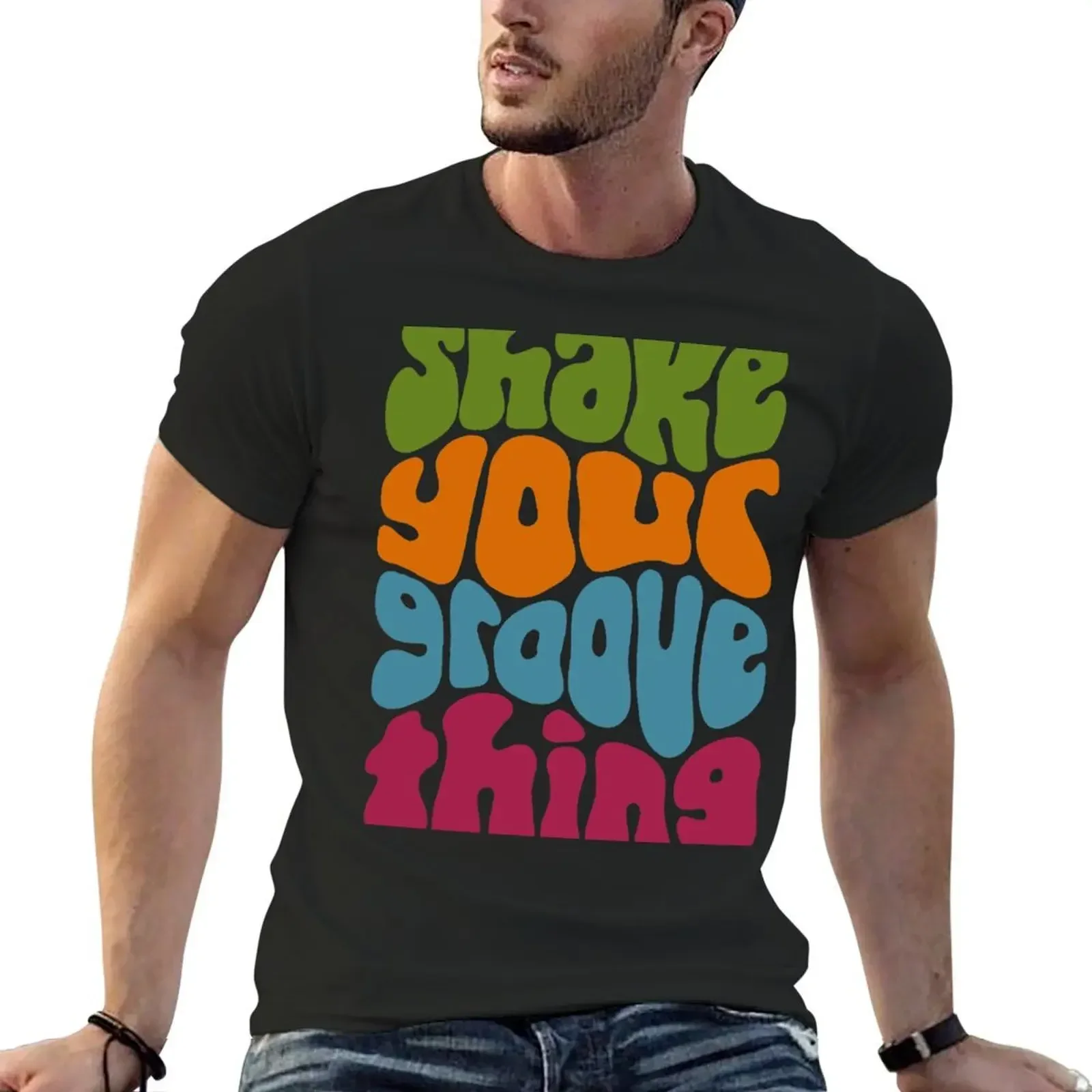 Shake Your Groove Thing Retro Word Art T-Shirt oversizeds new edition sublime tops mens t shirt graphic