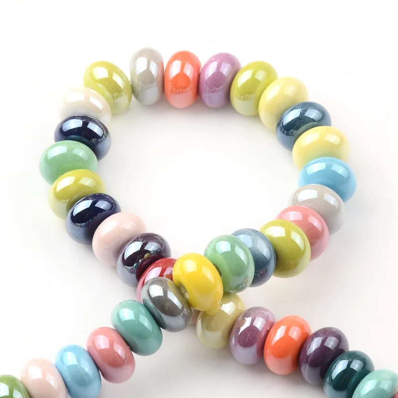 30pcs 0.5x0.8cm Mix Abacus Shape Ceramic Beads DIY 0.2cm Hole Handmade Jewelry Charms Loose Porcelain Beads For Jewelry Making