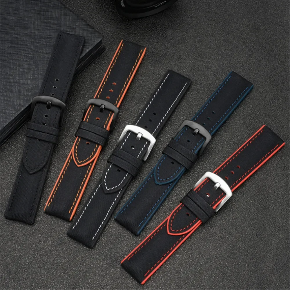 20mm 22mm 24mm Nylon Silicone Bottom Strap Men Soft Waterproof Rubber Wrist Bracelet Accessories for Omega Seiko Mido Watch Band