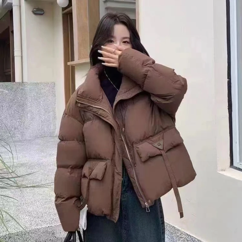 Short Women Jacket Korean Coats Down Stand-up Collar Fashion High Street Bread Clothing Down Casual Loose Winter Coat Female