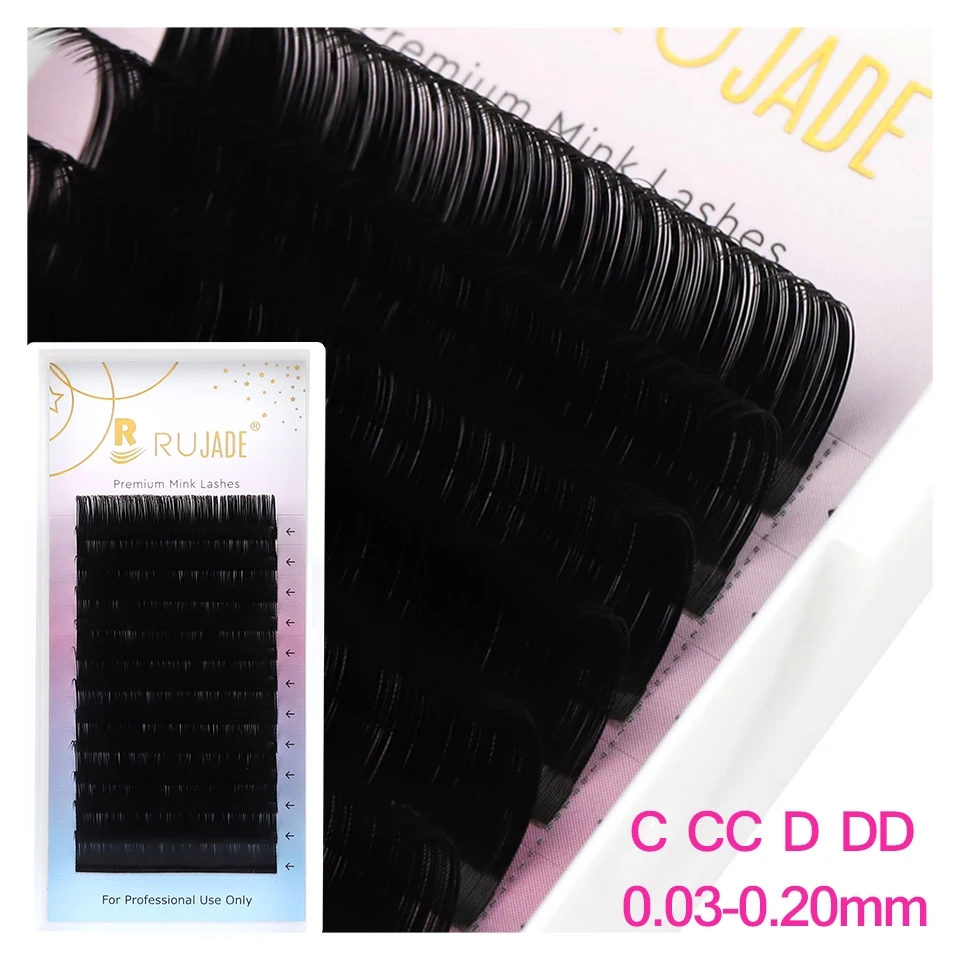 

RUJADE Individual Eyelashes Extension 0.03-0.20 C CC D DD Matte Black Soft Natural Russian Volume Regular Classic Lash Extension