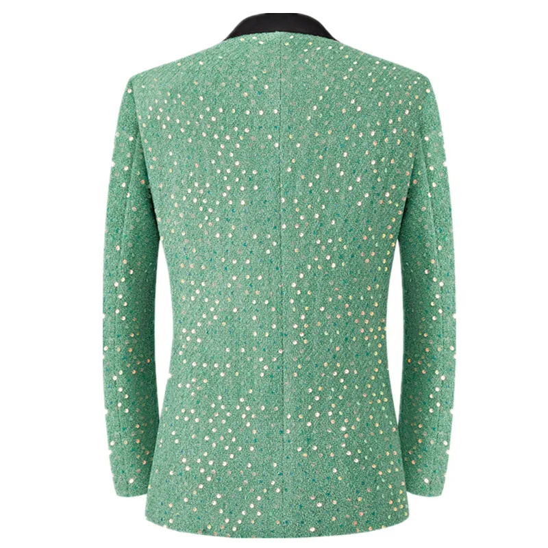 Fashion Singer Stage Performance Sequin Suit Jacket Green / White Fresh Trend Men Dance Party Luxury Casual Dress Blazers