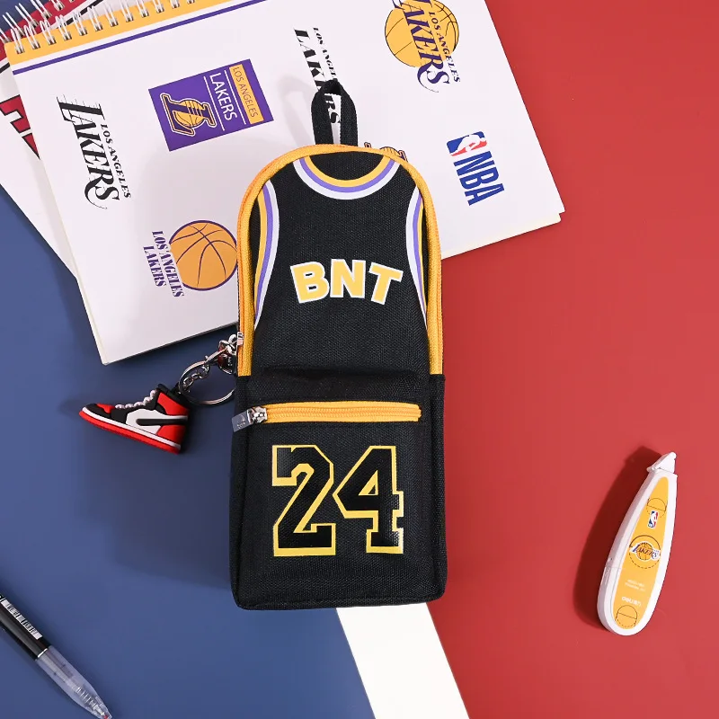 Estrela grande capacidade tema de basquete lápis caso camadas duplas estudante saco de papelaria saco de lápis estudante papelaria presente