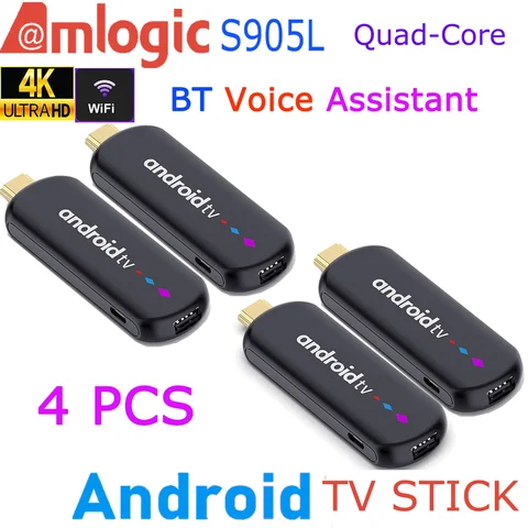 4PCS 2PCS 1PC H96 Max Amlogic S905L Android TV Stick Quad Core 4K WiFi BT Voice Assistant Remote Control Player Smart TV Box