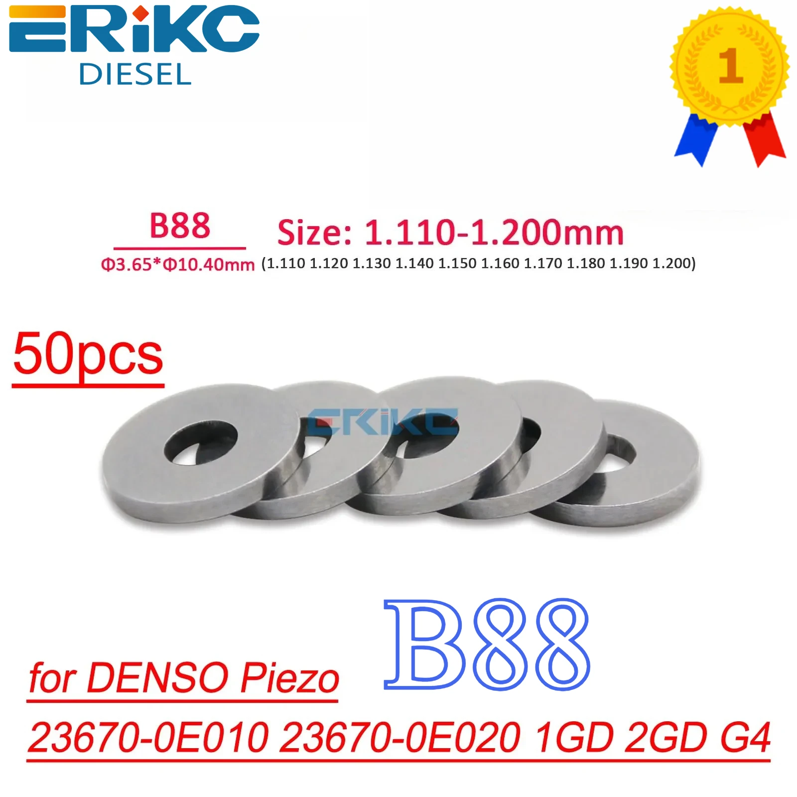 

50 шт. B88 Common Rail Прокладка клапана G4 295040-9440 толщиной 1,11-1,20 мм для пьезо 23670-0E010 23670-0E020 1GD 2GD