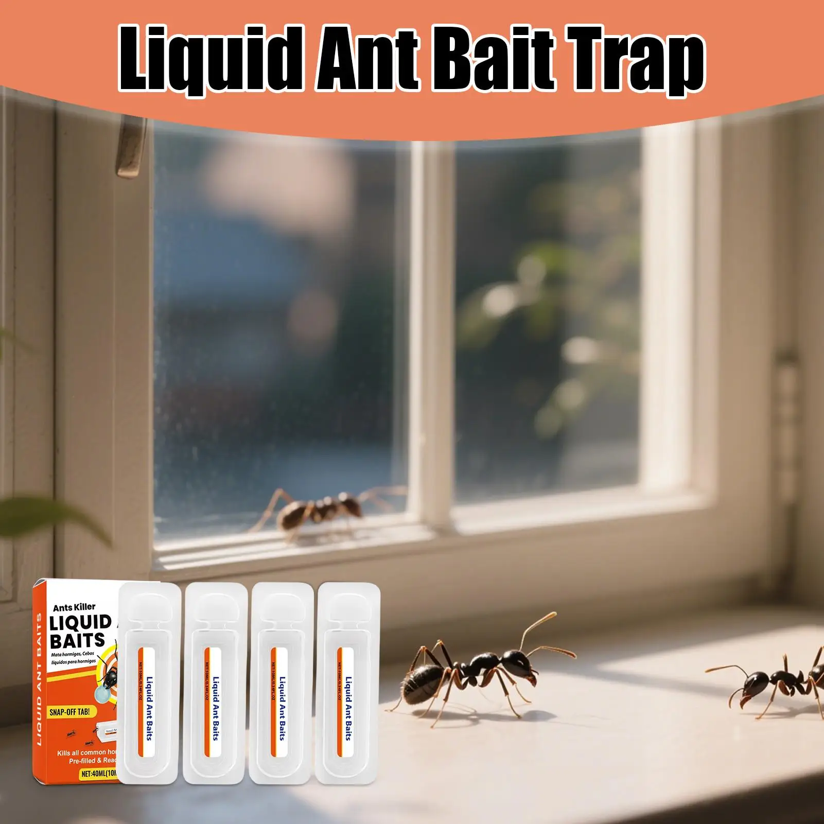 4pcs 10ml Liquid Ant Baits Ant Control Stations Pet Safe Liquid Bait Stations for Home Garden Kitchen Outdoor Basement Attic