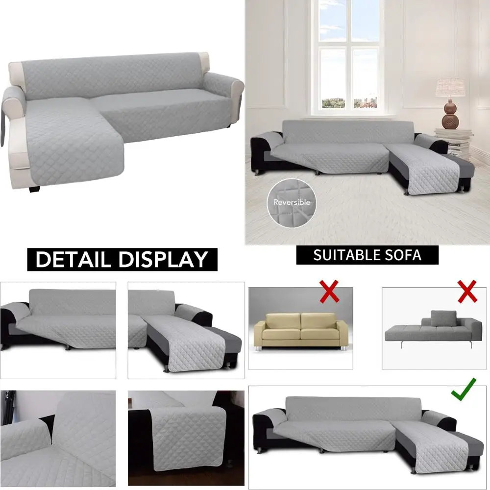 

Приятный для домашних животных чехол для секционного дивана L-образной формы, большой размер, светло-серый чехол для дивана для защиты мебели