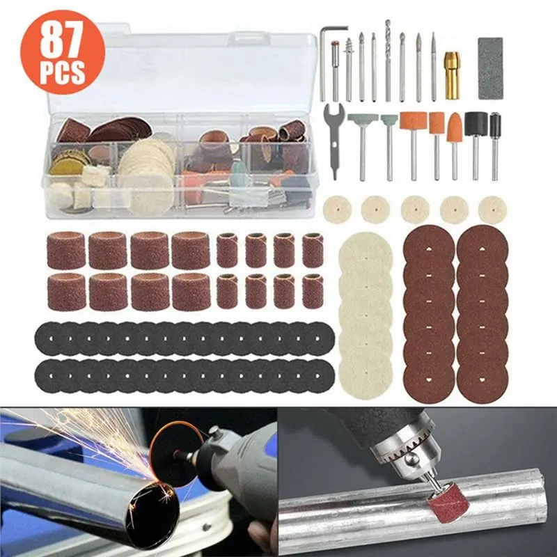 AAAF Mini Drill Accessories Kit 87Pcs For Dremel Rotating Tool-Blades Discs Set Sanding Cutting Grinding Bit