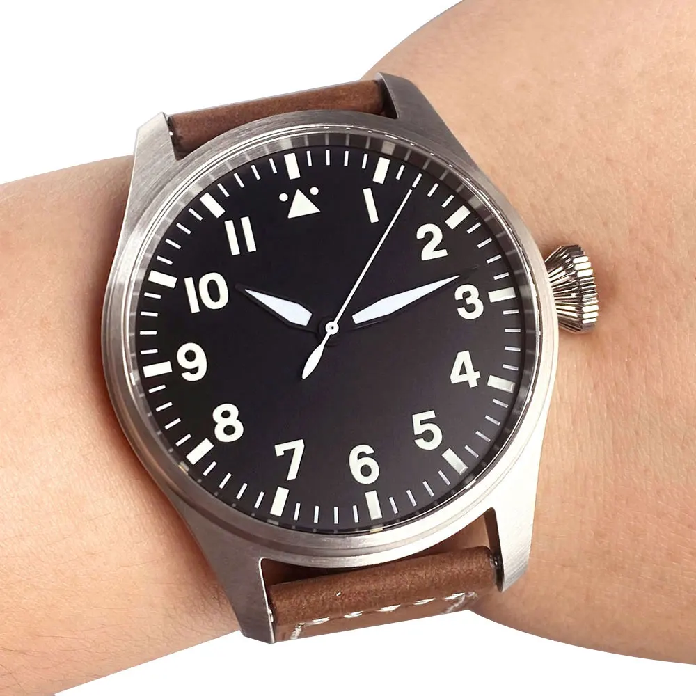 Luxus Tandorio 20ATM Diver Pilot 43mm NH35 PT5000 Automatikwerk Herrenuhr Saphir Lume Grün Schwarz Blaues Zifferblatt Glasrückseite 8