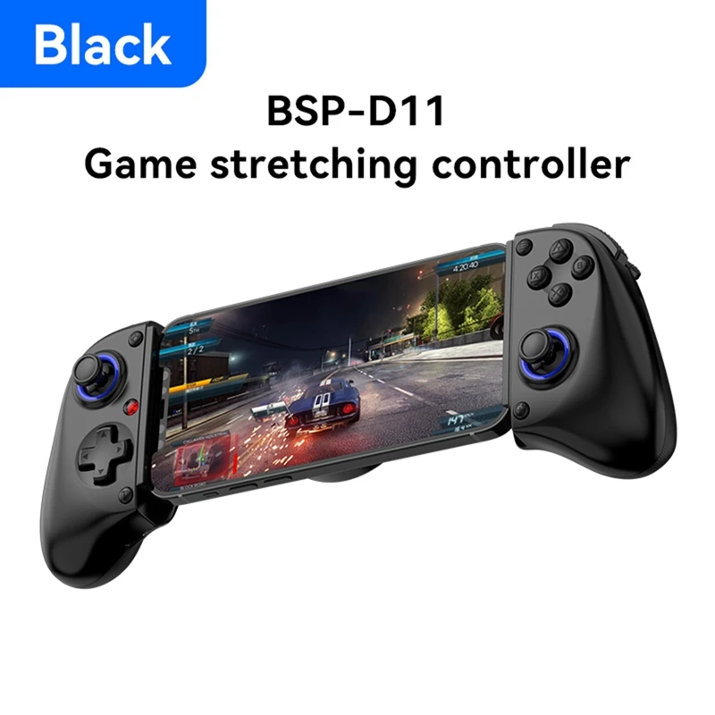 Practical D11 Telescopic Game Controller RGB Phone Gamepad with Turbo/6-Axis Gyro/Vibration for Android IOS PS3 PS4 Switch Black