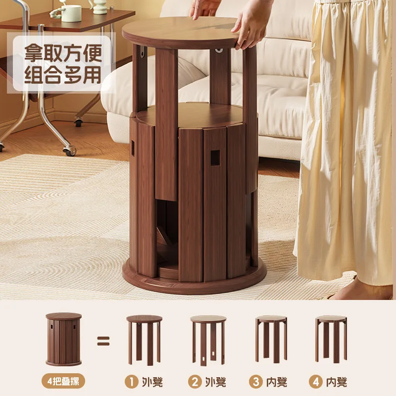 Solid wood small stools can be stacked with dining chairs, dining tables,small stools