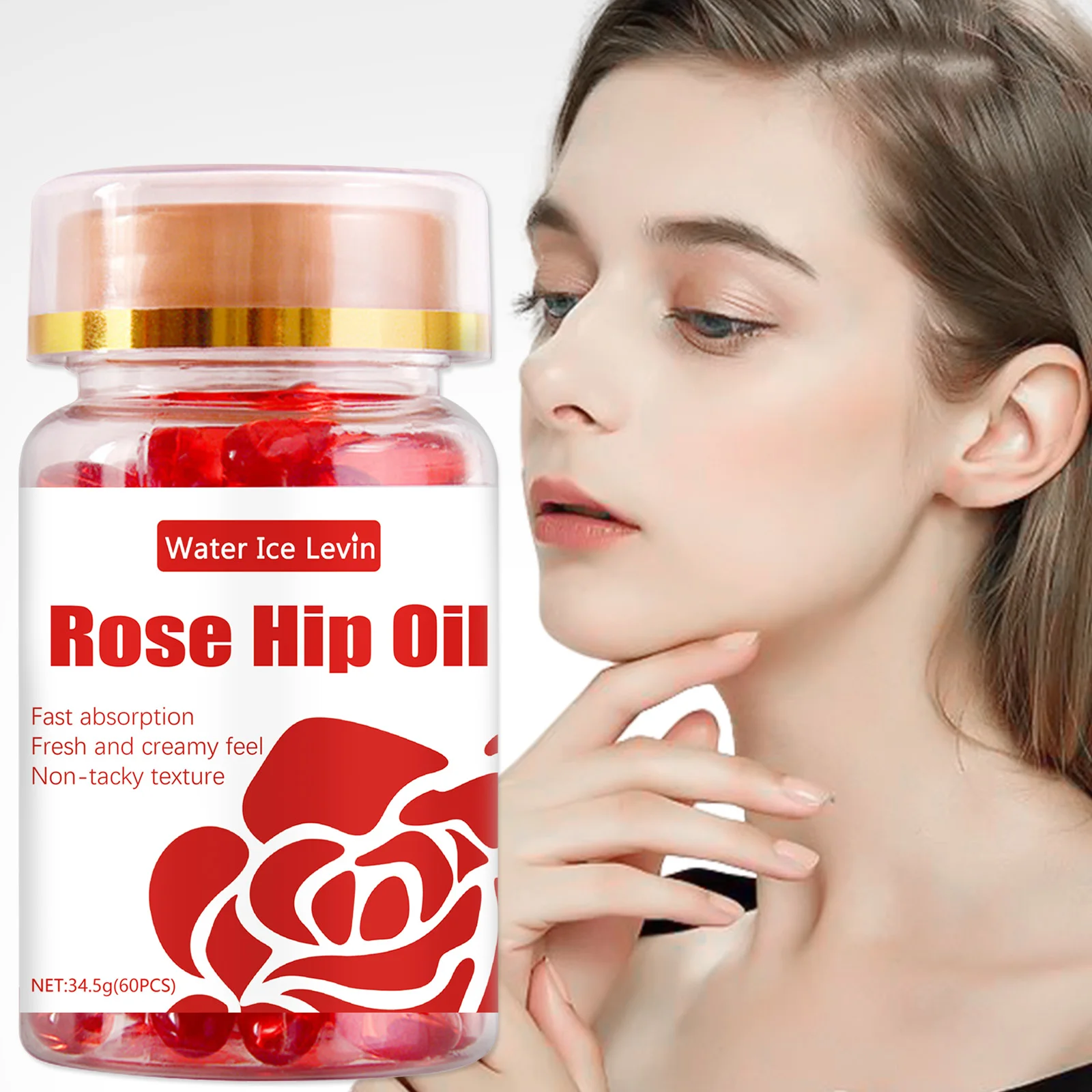 60 Pcs/Bottle Rose hip oil Capsules collagen Moisturizing Anti-aging Face Serum Spot Removing Skin care product New