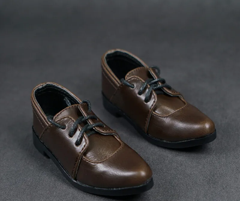 1/3 BJD/SD poppenschoenen bruin platte puntige leren veterschoenen model