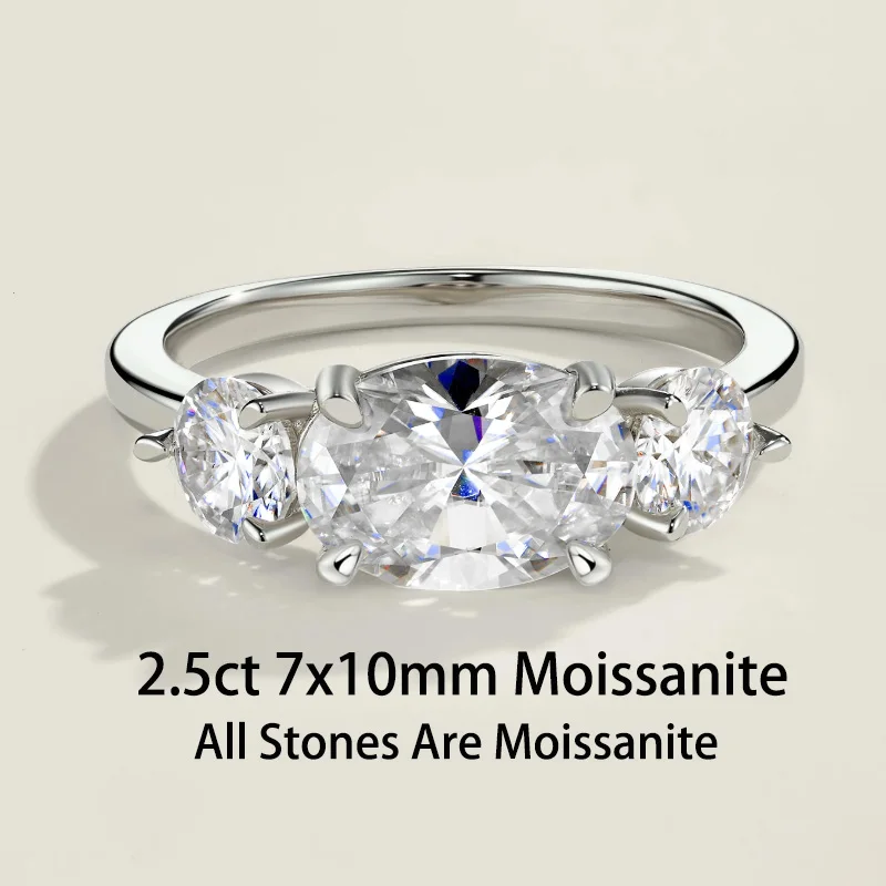 CEICI 2.5CT 7X10MM Oval Cut Moissanite Wedding Rings S925 Silver 18K Gold Plated for Women Engagement Party Fine Jewelry Gift