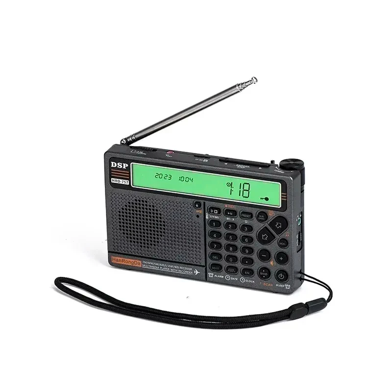 HanRongDa HRD-757 HRD757 AM/FM/SW HF/UHF/VHF/Airband Full Band Radio TF Card APP Remote Control SOS Alarm Battery