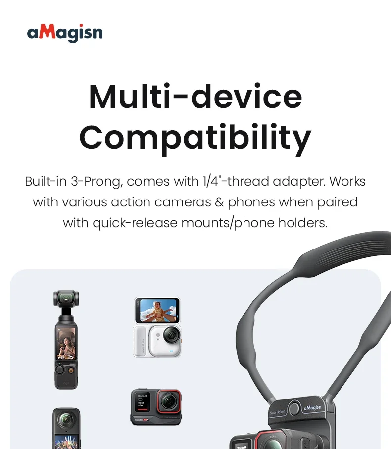 aMagisn Unsichtbare Magnetische Nackenhalterung, POV Nackenhalterung für Gopro / DJI Pocket 4 / Insta360 Ace, Luna Ultra Zubehör – Detail 19