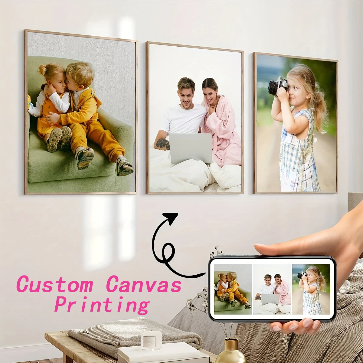 3pcs/set Custom Canvas Printing Personalized Photo Suitable for Family Life Pets Scenery Couple Weddings Home Decor Poster Gifts