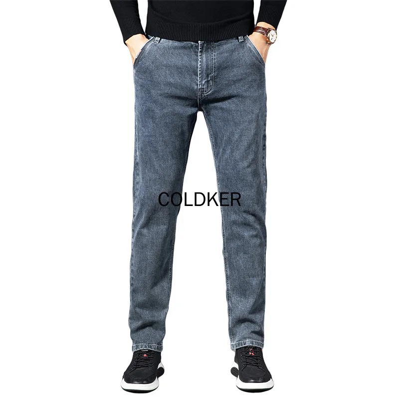 COLDKER Spring Slim Fit Male jeans pants Blue Straight Stretch Regular Jeans for Men Black Denim Pants High Quality Trousers