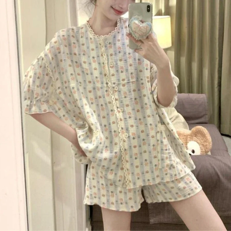 Pyjama hose Set Damen bekleidung Homewear Frühling Sommer dünn niedlich koreanische Oberbekleidung bequem lässig atmungsaktiv stilvoll locker