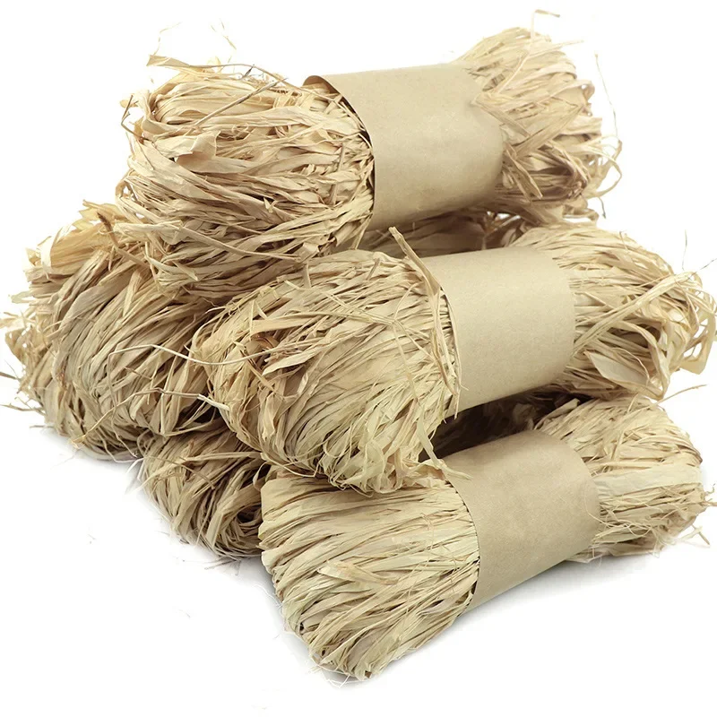 30/50g Natural Raffia Grass Bundling Straw Rope for Wedding Party Gift Box Decor Filler Gift Packaging Bouquet Hat Accessories