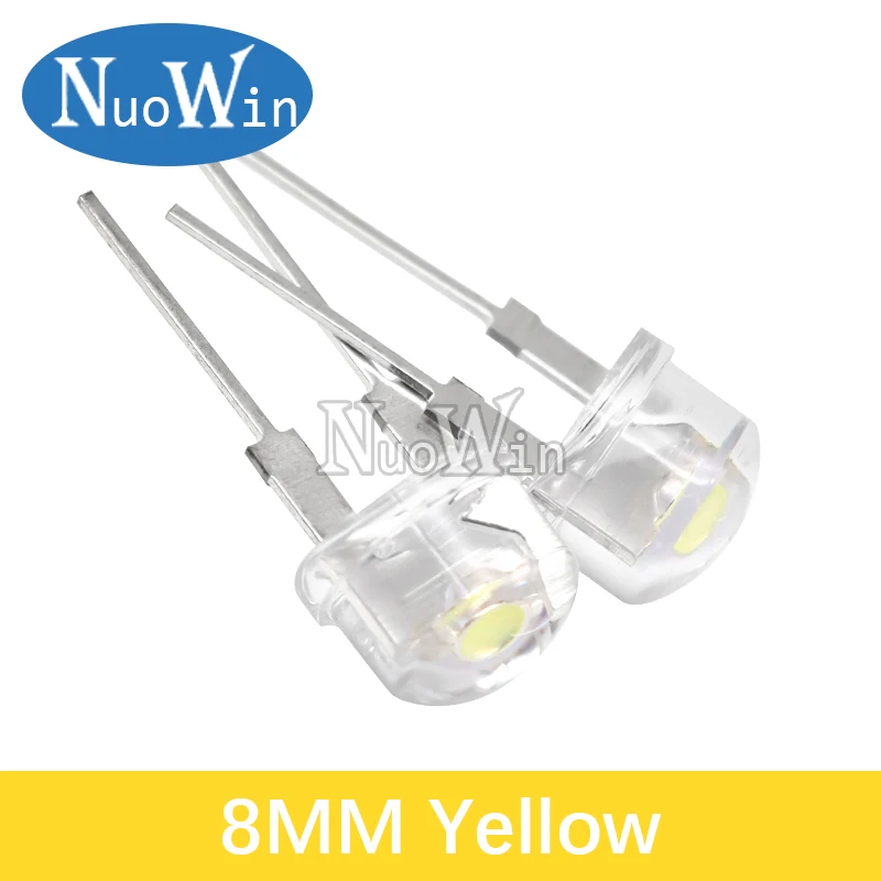 10PCS NEW F8 8mm 0.5W 3.0-3.2V Straw hat LED White Super bright LED lamp Wide Angle Transparent LED Lamp Strawhat LED