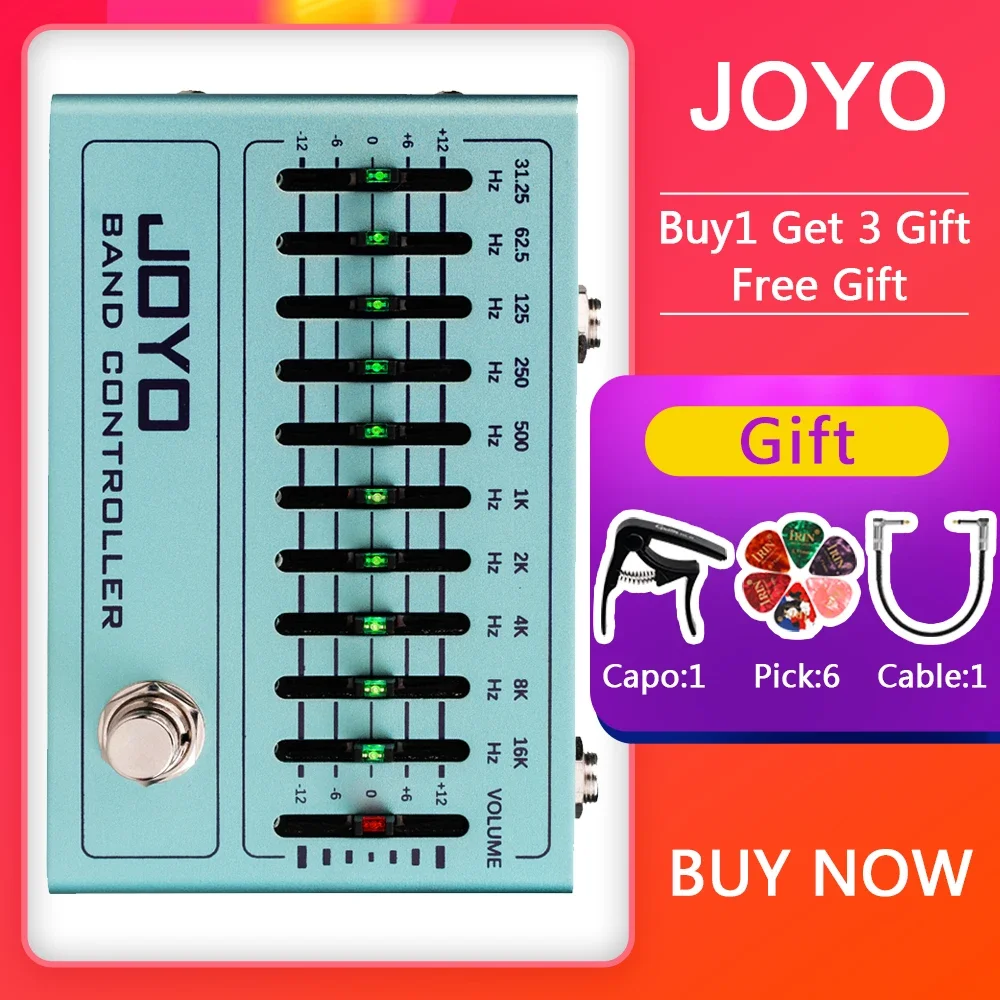 JOYO Effect Pedal R-12 BAND CONTROLLER EQ Pedal 10 Band Equalizer Effect Pedal for Electric Guitar Bass 4/5/6/7 String Guitar