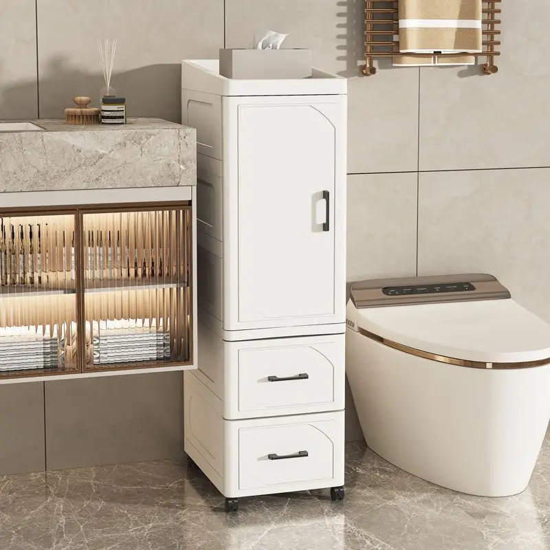 

Ultra Slim Bathroom Storage Cabinet Floor Standing Organizer Space Saving Toilet Side Cabinet Waterproof Narrow Utility Cabinet
